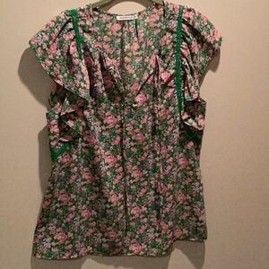 Small Staccato Floral Ruffle top